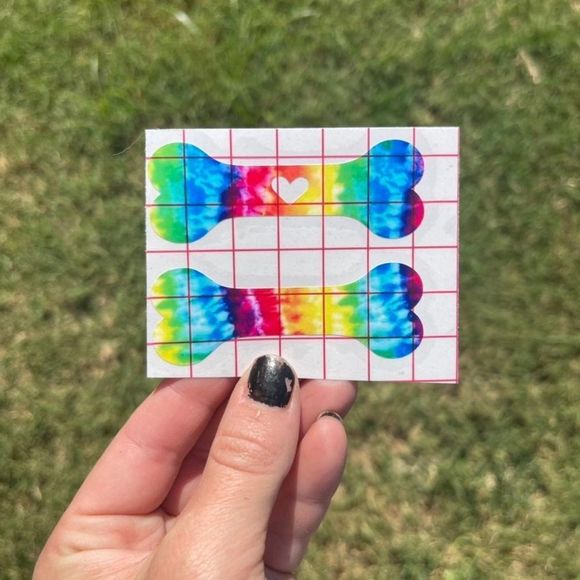 Tie Dye Dog Bone Vinyl Decal Set - Picture 3 of 8